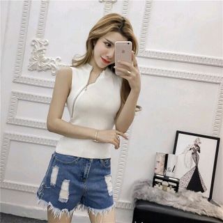 ÁO LEN VIỀN SỌC CỔ VÀ TAY ĐƠN GIẢN