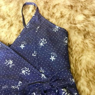 Đầm Jean cotton hoạ tiết phối nơ