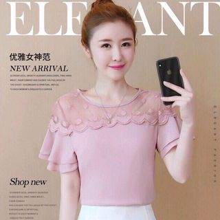 ÁO TƠ GÂN PHỐI REN BI GỢN SÓNG ADV-0447