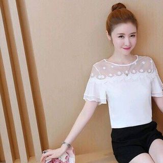 ÁO TƠ GÂN PHỐI REN BI GỢN SÓNG ADV-0447