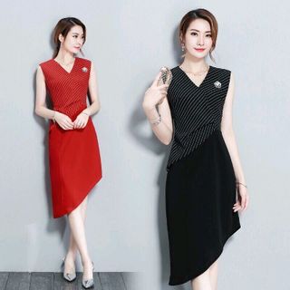 ĐẦM ÔM VẠT XÉO PHỐI SỌC