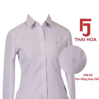 Áo Sơ Mi Thái Hòa Họa Tiết Màu tím hồng và Xanh Biển Mã 198 giá sỉ