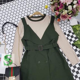 Set Ao Thun Gân Tay Dài Yếm Cổ Vét Siêu Sang