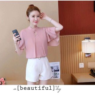 ÁO CỔ TRỤ PHỐI PHỤ KIỆN TAY LOE