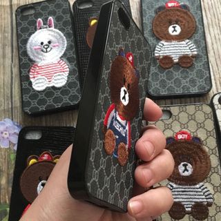 ốp da gấu thêu viền bóng dành cho iphone 5/5s