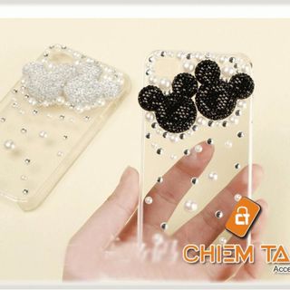 Ốp nhựa trong đính kim cương hình 2 đầu chuột Mickey iPhone 5 / iPhone 5S giá sỉ