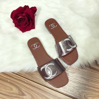 dép quai ngang nữ chất da