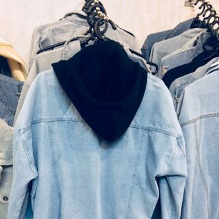 áo khoác jeans bò thời trang UniSex Nam nữ xanh nón đen