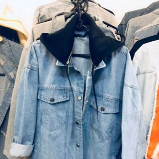 áo khoác jeans bò thời trang UniSex Nam nữ xanh nón đen
