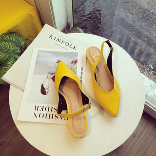 giày sandal bít mui gót vuông thấp