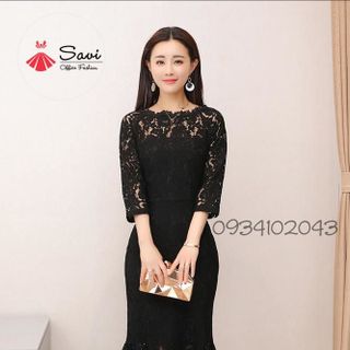 Đầm ren hoạ tiết tay lỡ