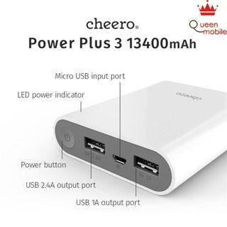 Pin sạc dự phòng Nhật Bản bền đẹp cheero Power Plus 3 CHE-059 13400 mAh