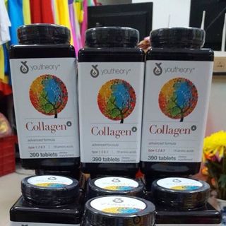 Collagen Youtheory 390 viên Giúp chống lão hoá và giữ ẩm cho da cải thiện tính đàn hồi và giúp da tưởi trẻ giúp kết nối và nuôi dưỡng các bộ phận Xương gân tóc cơ sụn của các khớp xương