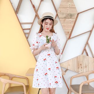 BÁN BUÔN BÁN SỈ VÁY ĐẦM - ĐẦM IN HỌA TIẾT CHERRY