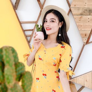 BÁN BUÔN BÁN SỈ VÁY ĐẦM - ĐẦM IN HỌA TIẾT CHERRY