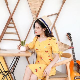 BÁN BUÔN BÁN SỈ VÁY ĐẦM - ĐẦM IN HỌA TIẾT CHERRY