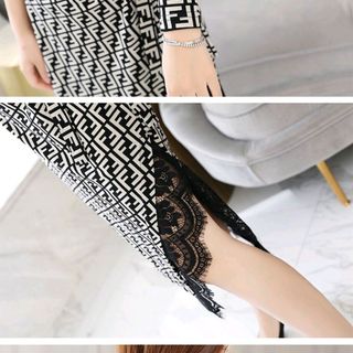 ĐẦM ÔM HỌA TIẾT CHỮ F XẺ TÀ PHỐI CHÂN REN