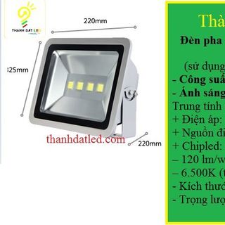 đèn pha led 200w ghi đủ công suất giá sỉ