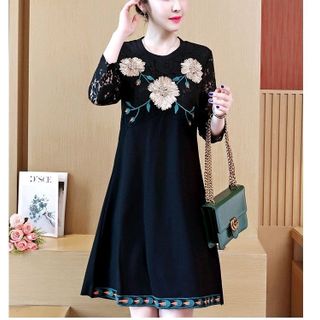 ĐẦM SUÔNG PHỐI REN THÊU HOA DUYÊN DÁNG