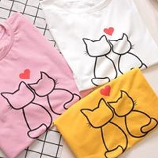 ÁO THUN MÈO ĐÔI HEART N244