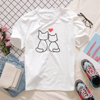 ÁO THUN MÈO ĐÔI HEART N244