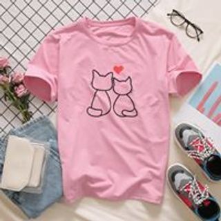 ÁO THUN MÈO ĐÔI HEART N244