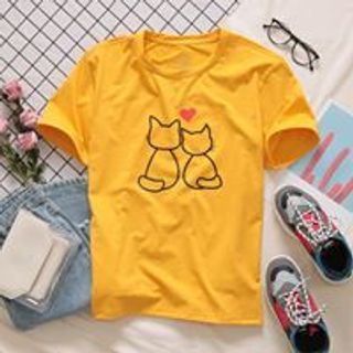 ÁO THUN MÈO ĐÔI HEART N244