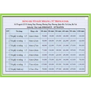 500 túi giấy đựng bánh mỳ kích thước 12 cm rộng x 28 cm dài