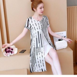 ĐẦM SUÔNG VOAN 2 LỚP XẺ TÀ PHỐI NÚT