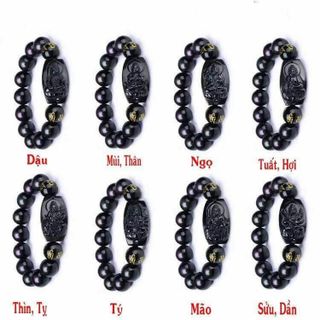 VÒNG TAY PHẬT HỘ MỆNH ĐỦ TUỔI ĐÁ THẠCH ANH ĐEN
