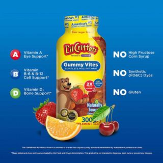 Kẹo dẻo Mỹ Lil Critters bổ sung Canxi x2 các Vitamin thiết yếu và Lutien cho bé - L’il Critters Gummy Vites 300 viên