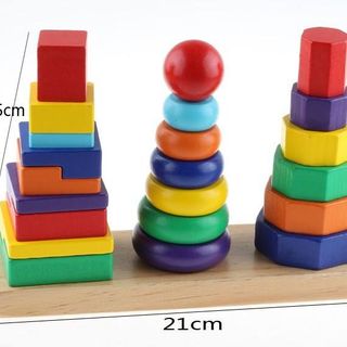 Tháp xếp chồng gỗ 3 cọc - Montessori