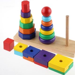 Tháp xếp chồng gỗ 3 cọc - Montessori