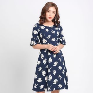 Váy xòe hoa công sở - sỉ tốt