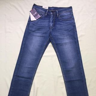 Quần jeans AJ nam xanh dương đậm trơn wax đùi nhẹ - Mã QJ0005 - xịn