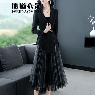SET ÁO VEST CHÂN VÁY REN LƯỚI