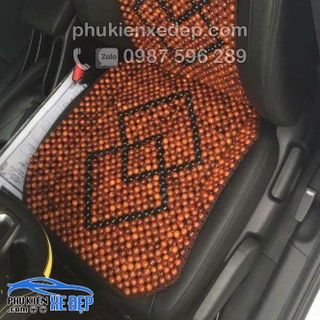 Đệm Lót ghế ô tô hạt gỗ Hương đan viền thêu hoa văn