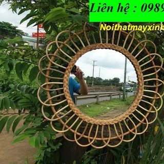 Khung mây trang trí gương mây treo tường decor mây tre đan