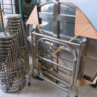 bàn ghế inox and ghế xếp