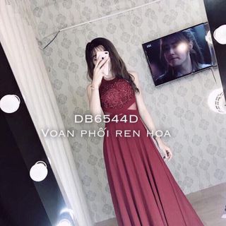 đầm maxi cổ yếm