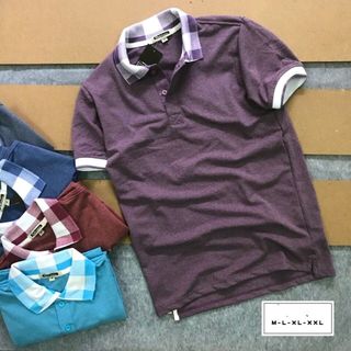 Áo thun nam cổ bẻ phối ca rô