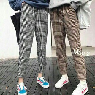 Quần Baggy kẻ gấu lệch gấu bằng