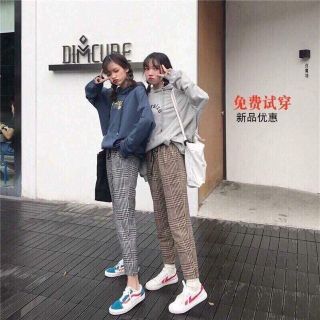 Quần Baggy kẻ gấu lệch gấu bằng