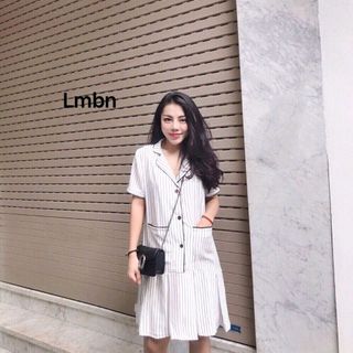 Đầm sọc Sơ mi pijama viền giá sỉ