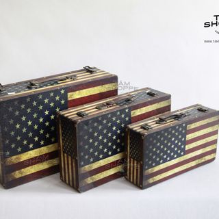Vali cổ điển Vintage lá cờ Mỹ No1