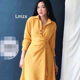 Đầm sơ mi nhấn thân 2 nút giá sỉ