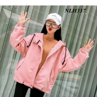 Khoác dù 2 lớp phối nút có dây rút