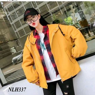 Khoác dù 2 lớp phối nút có dây rút