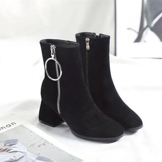 giày bot nữ cổ lửng khoá kéo