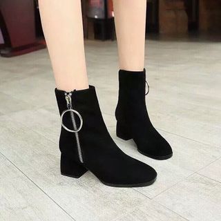 giày bot nữ cổ lửng khoá kéo